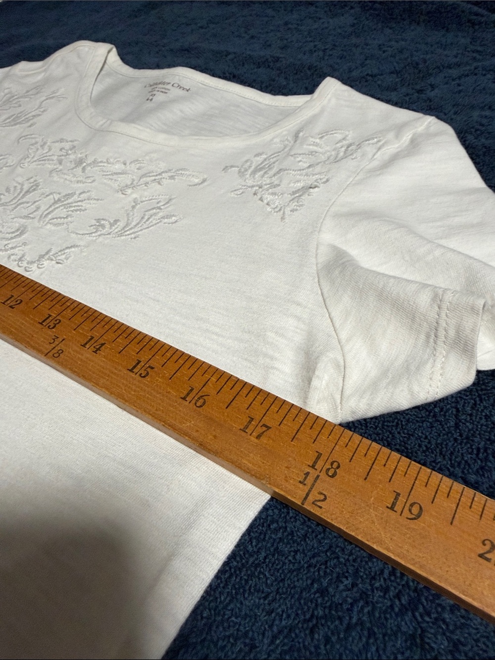 Coldwater Creek White Short-Sleeve Tee with Embroidered Yoke - Picture 4 of 6